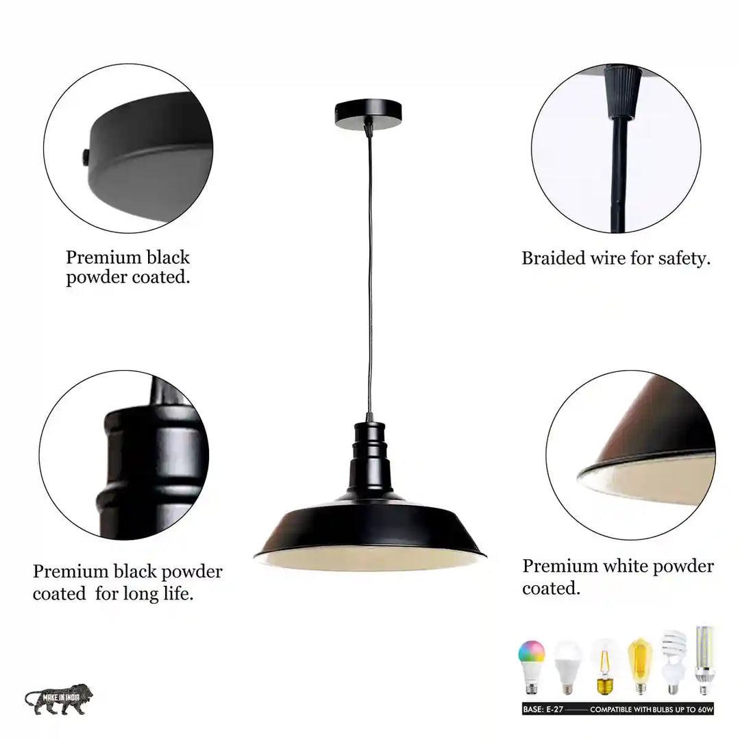 Eleora Matt Black Metal Pendant Light