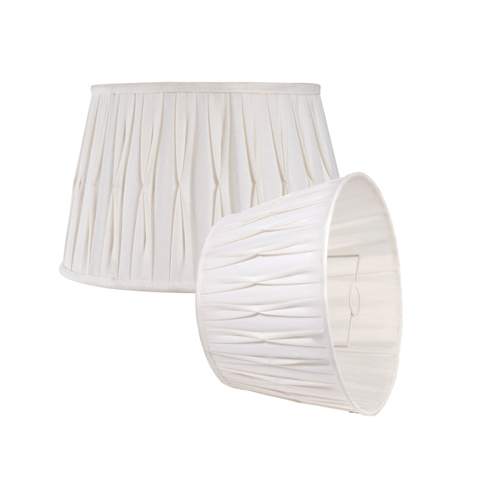 ELODIE White Cotton Fabric Tuck Pleated Drum Shade - 45 CM