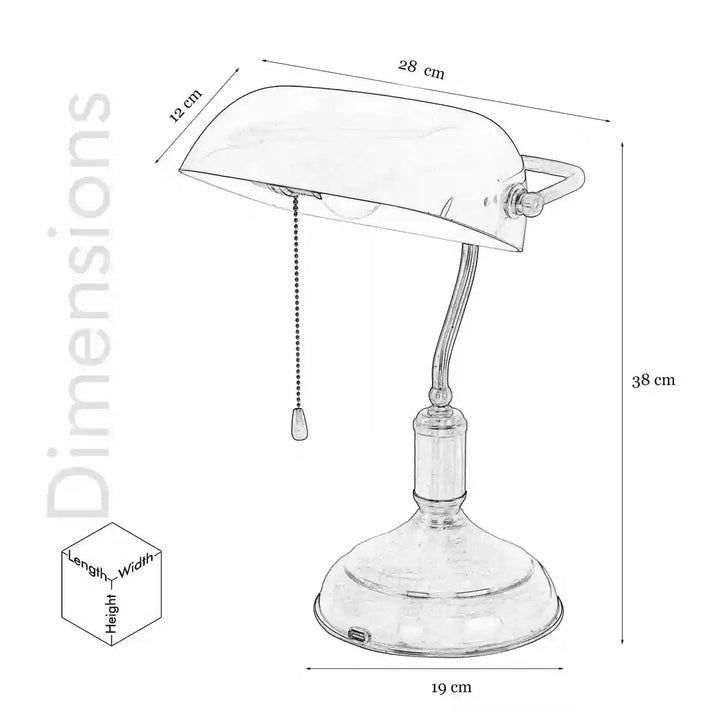 Classic Pharmacist Single Light Bankers Desk Lamp with USB Charging