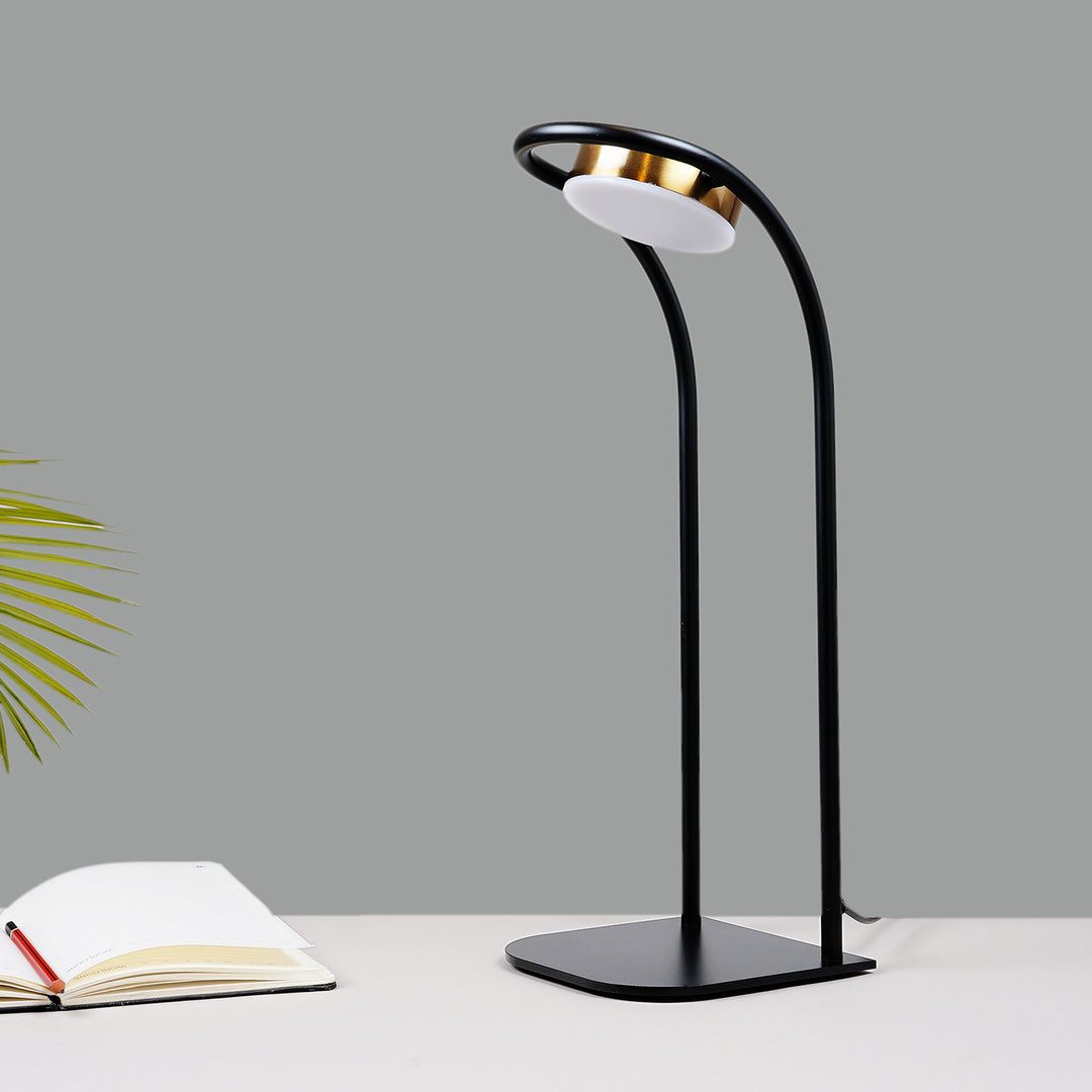 DRAX Black Finish Metal Table Study Lamp