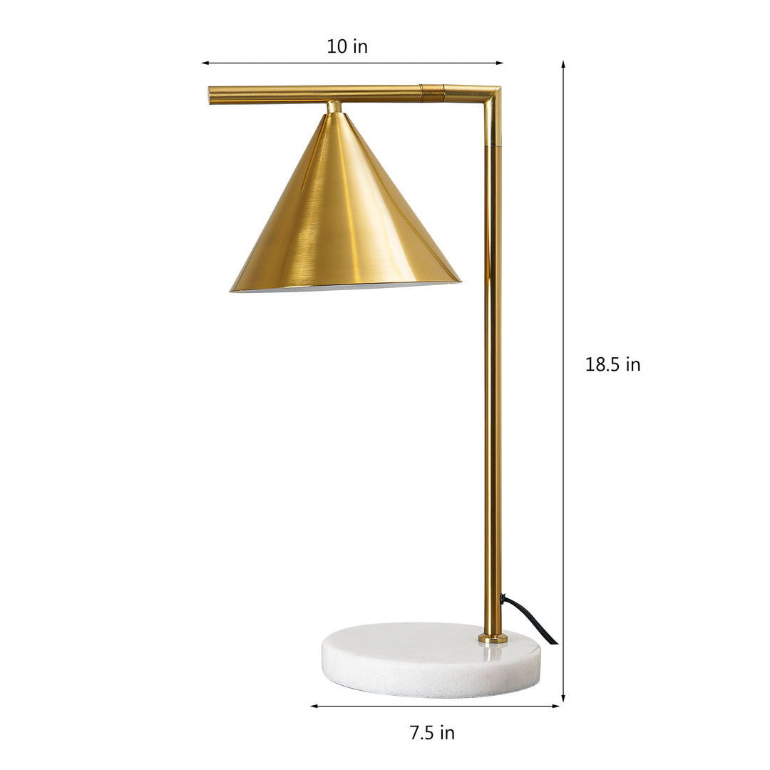 MARSDEN White Marble and Brass Finish Metal Table Study Lamp