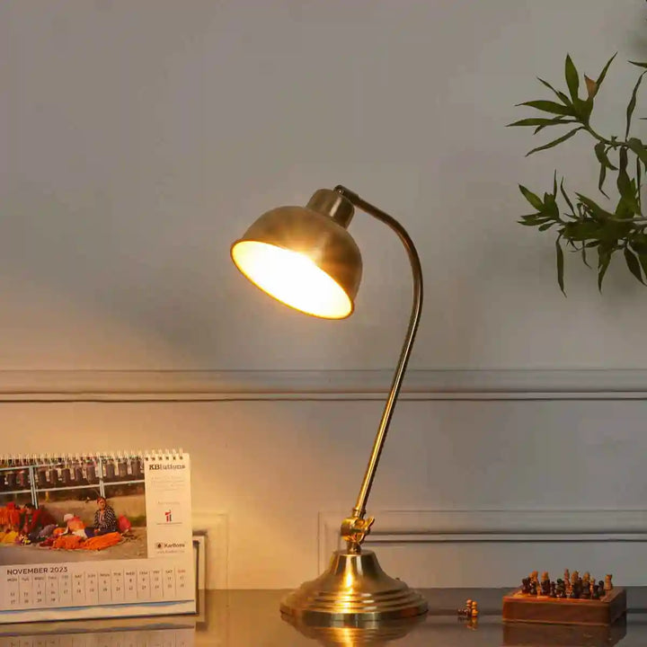 Harvard Single Light Study lamp In Brass Finish