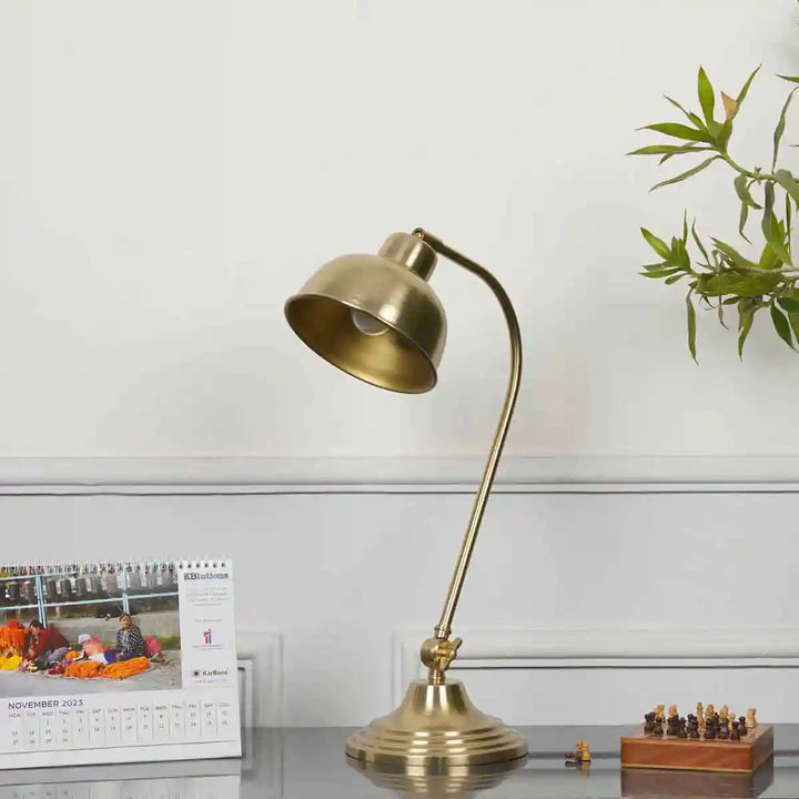 Harvard Single Light Study lamp In Brass Finish