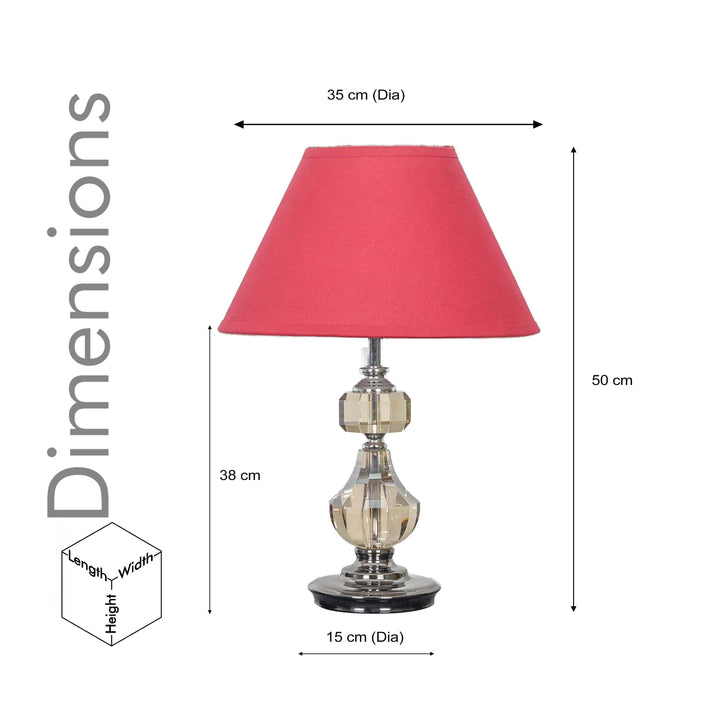 BOMPTON Nickel Finish Metal And Smoke Crystal Table Lamp With White Cotton Shade