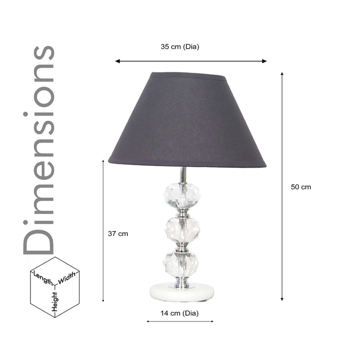 ASPLEY Chrome Finish Metal Clear Crystal Glass  And White Marble Table Lamp With Cotton Shade