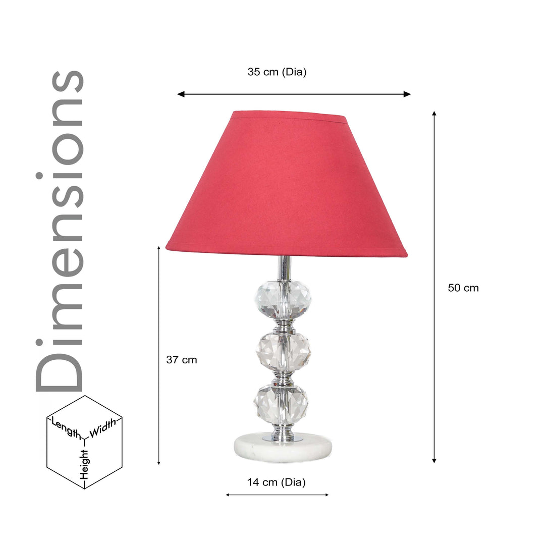 ASPLEY Chrome Finish Metal Clear Crystal Glass  And White Marble Table Lamp With Cotton Shade