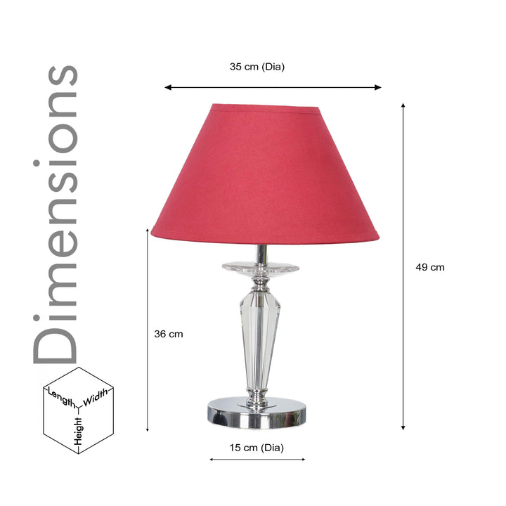 VISO Chrome Finish Metal And Clear Crystal Glass Table Lamp With Cotton Shade