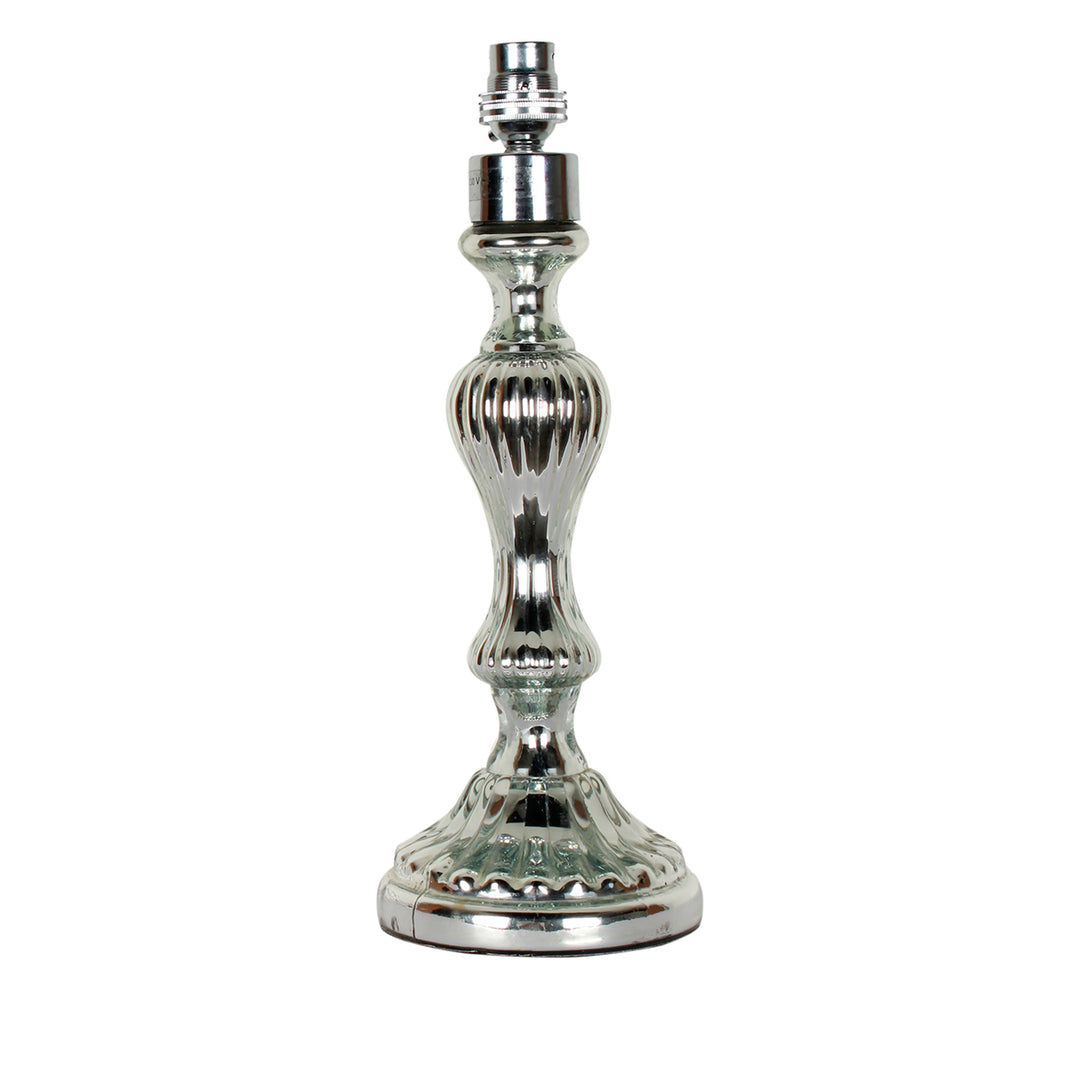 RENLEY Single Light Chrome Finish Glass Table Lamp with Black Cotton Shade