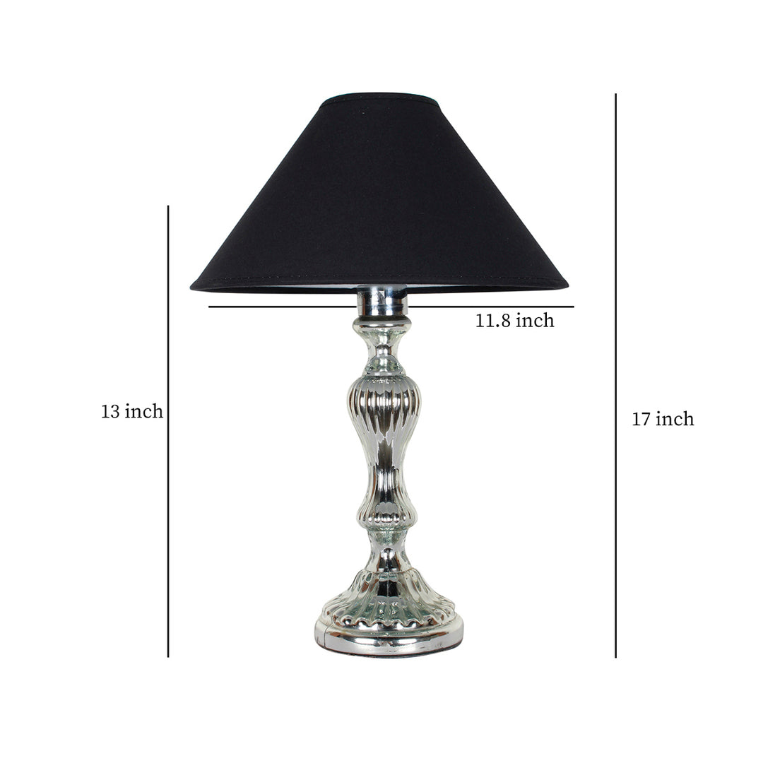 RENLEY Single Light Chrome Finish Glass Table Lamp with Black Cotton Shade