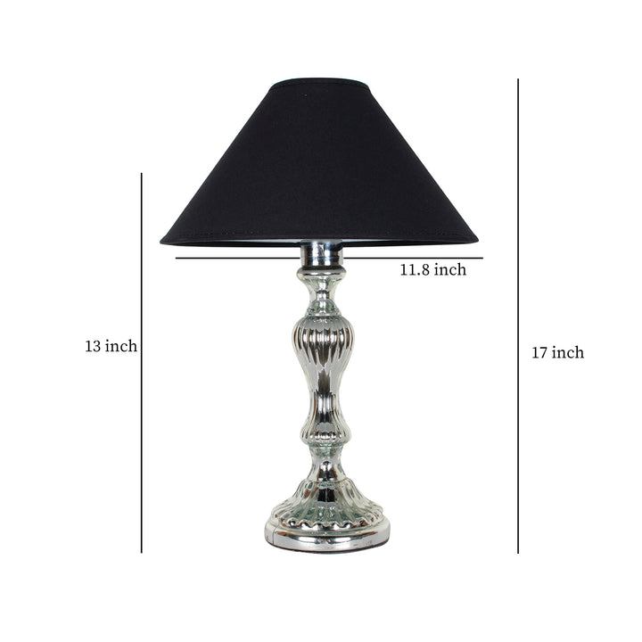 RENLEY Single Light Chrome Finish Glass Table Lamp with Black Cotton Shade