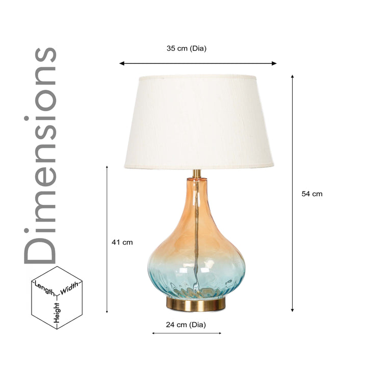 KINGHAM Bottle Green Amber Finish Glass And Amber Glass Table Lamp With Cotton Shade