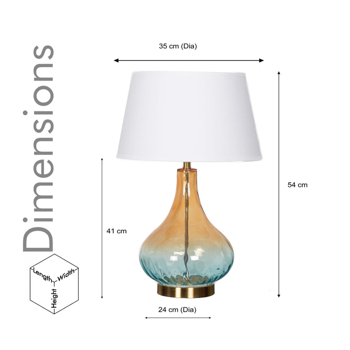 KINGHAM Bottle Green Amber Finish Glass And Amber Glass Table Lamp With Cotton Shade