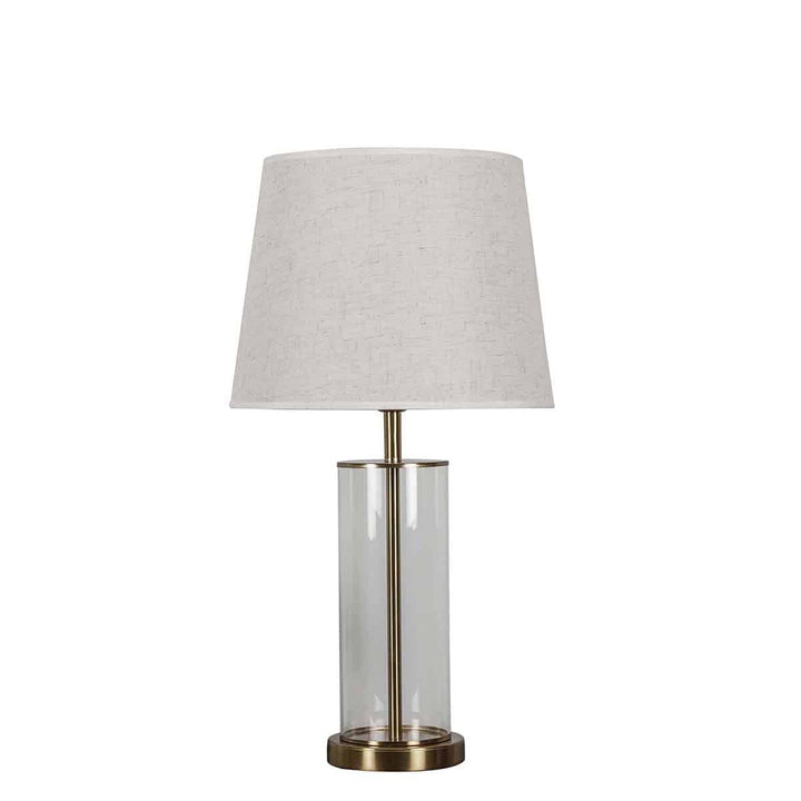 Echo USB Rechargeable Glass Table Lamp in Brass Finish With Fabric Shade