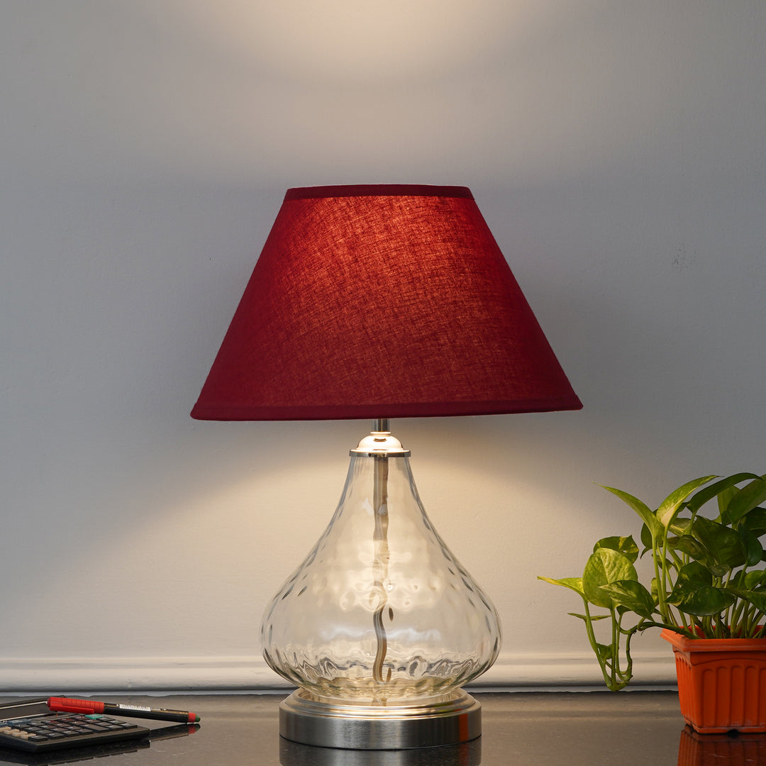 CRYSTAL Modern Clear Glass Table Lamp with Chrome Finish Metal Base & Black Cotton Shade (Copy)