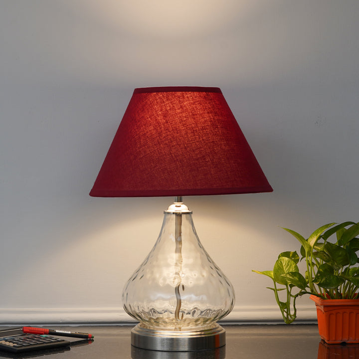 CRYSTAL Modern Clear Glass Table Lamp with Chrome Finish Metal Base & Black Cotton Shade (Copy)