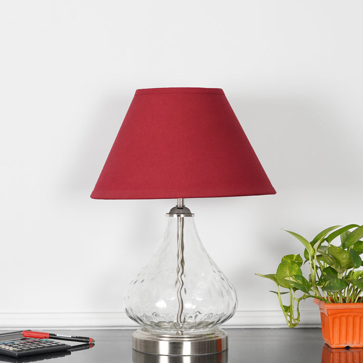 CRYSTAL Modern Clear Glass Table Lamp with Chrome Finish Metal Base & Black Cotton Shade (Copy)