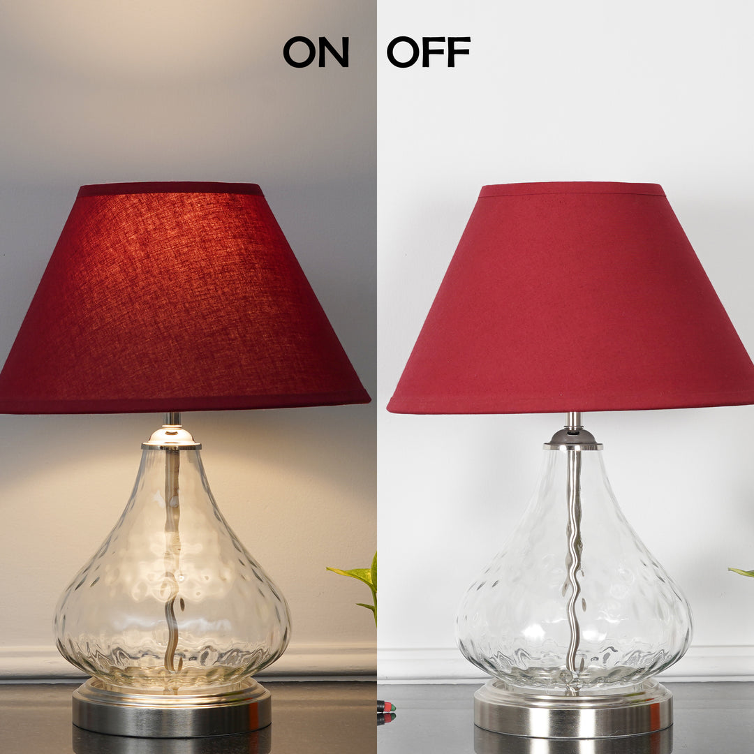 CRYSTAL Modern Clear Glass Table Lamp with Chrome Finish Metal Base & Black Cotton Shade (Copy)