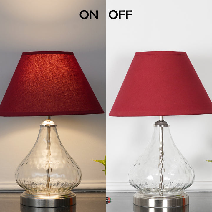 CRYSTAL Modern Clear Glass Table Lamp with Chrome Finish Metal Base & Black Cotton Shade (Copy)