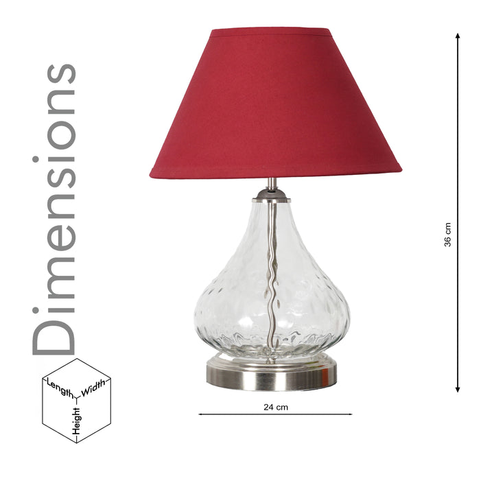 CRYSTAL Modern Clear Glass Table Lamp with Chrome Finish Metal Base & Black Cotton Shade (Copy)