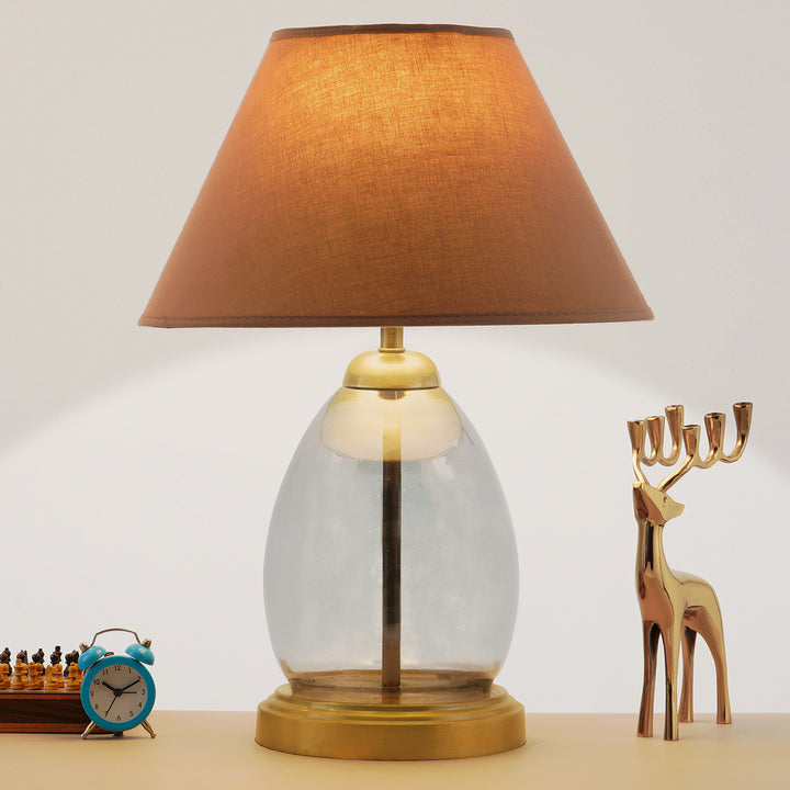 TIERED Smoke Luster Glass Table Lamp With Cotton Shade