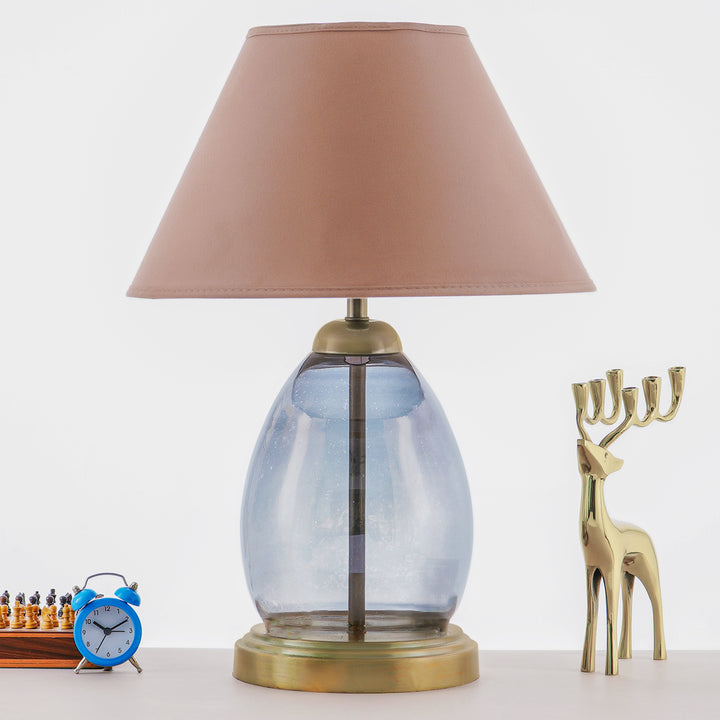 TIERED Smoke Luster Glass Table Lamp With Cotton Shade