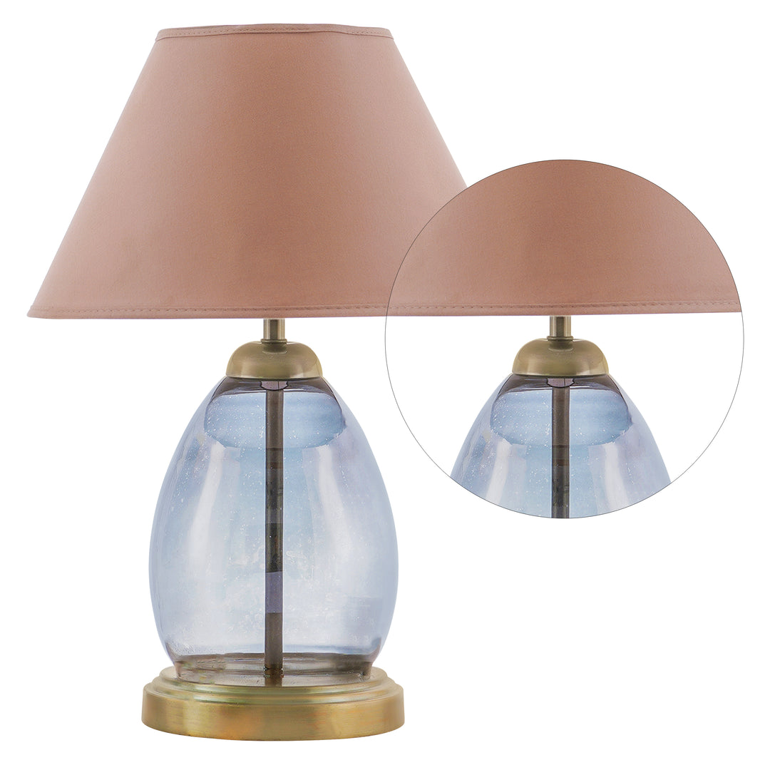 TIERED Smoke Luster Glass Table Lamp With Cotton Shade