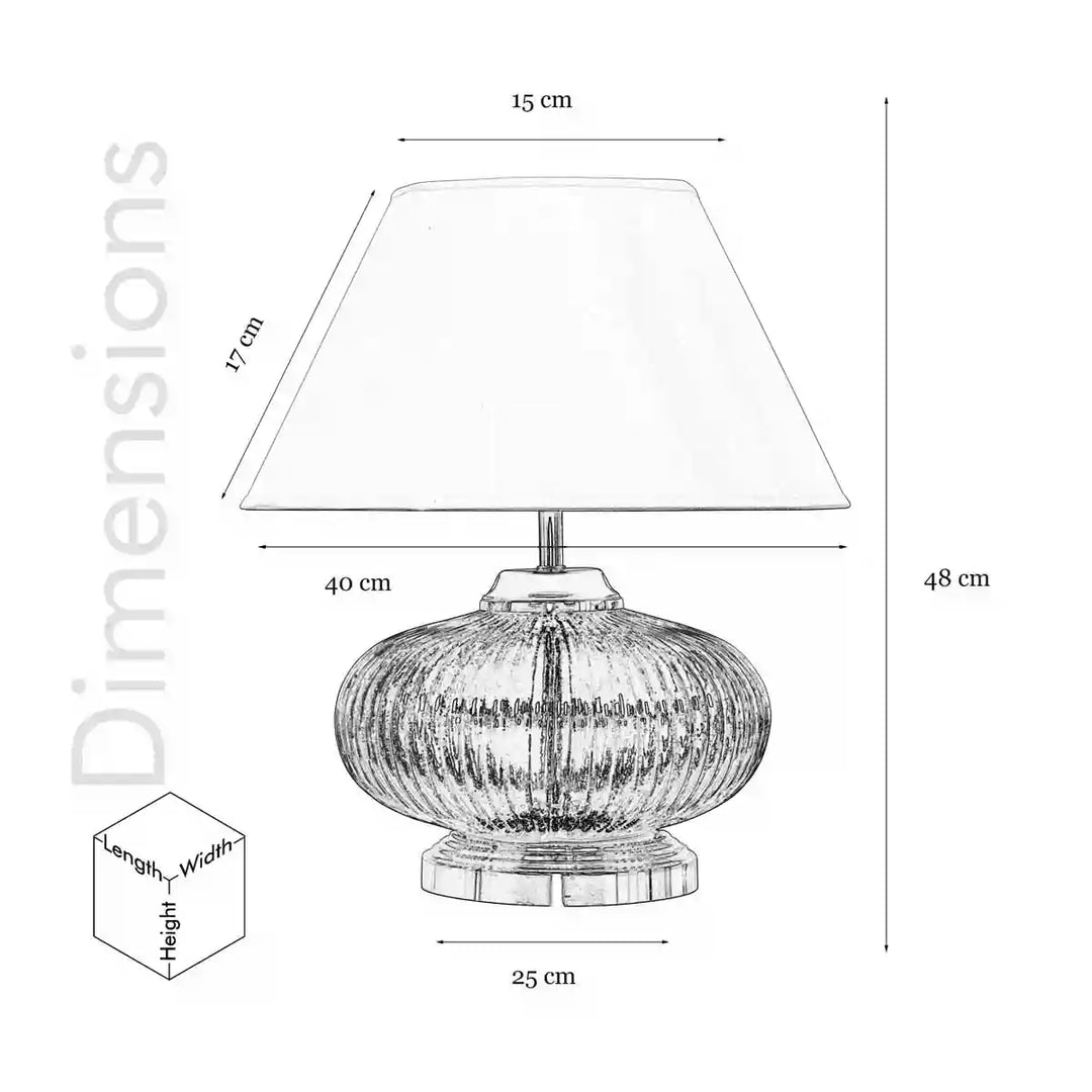 Maloto Amber Luster and Nickel Finish Table Lamp With White Cotton Shade