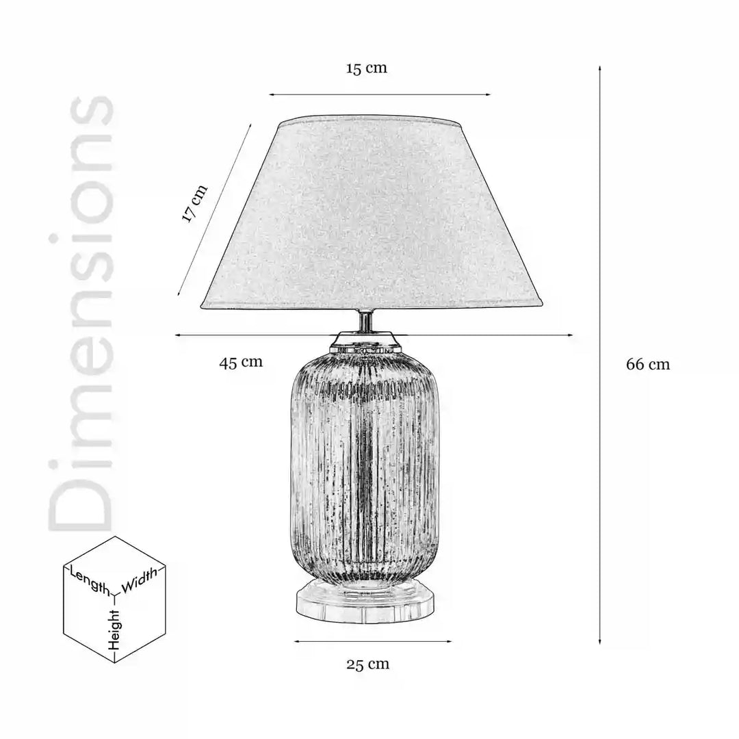 Maloto Amber Luster and Nickel Finish Table Lamp With White Cotton Shade