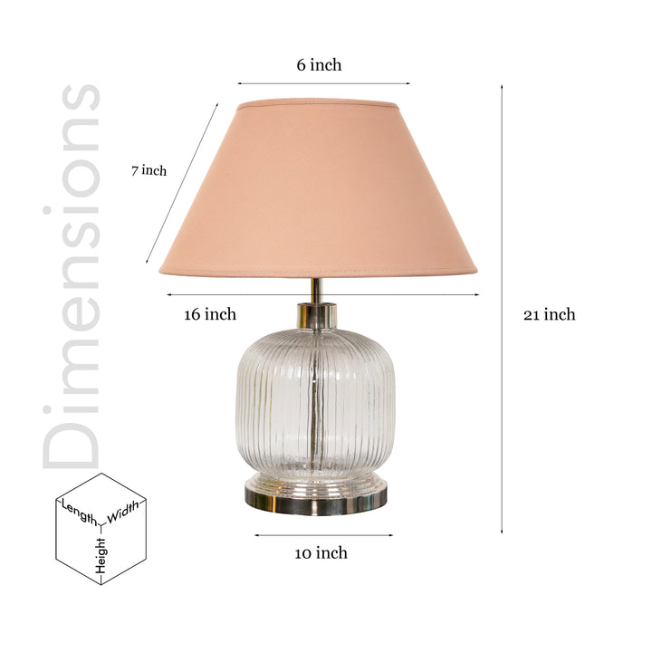 DEMARIUS Transparent and Nickel Finish Table Lamp With Cotton Shade
