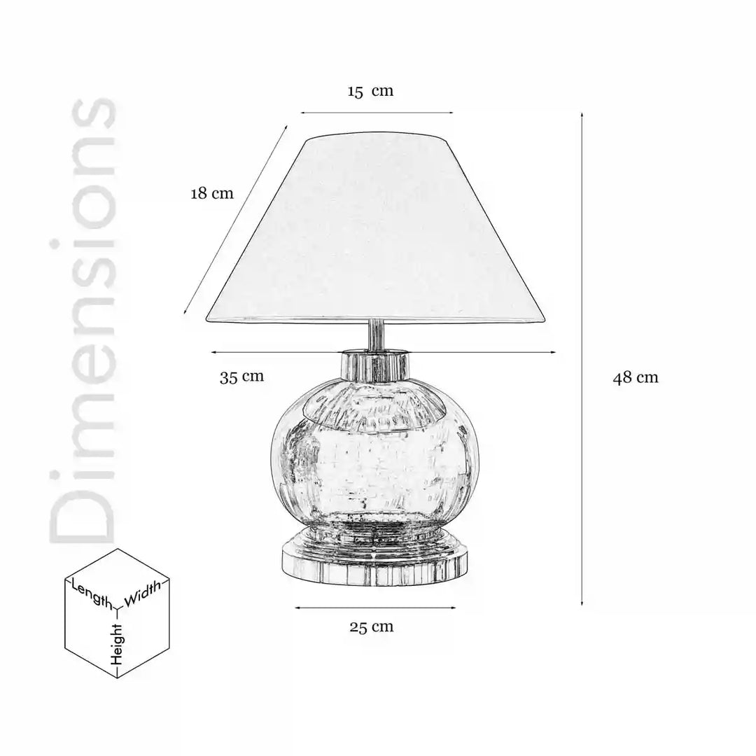 Opaline Globe Amber and Nickel Finish Table Lamp With White Cotton Shade