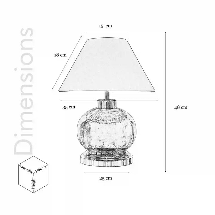 Opaline Globe Amber and Nickel Finish Table Lamp With White Cotton Shade