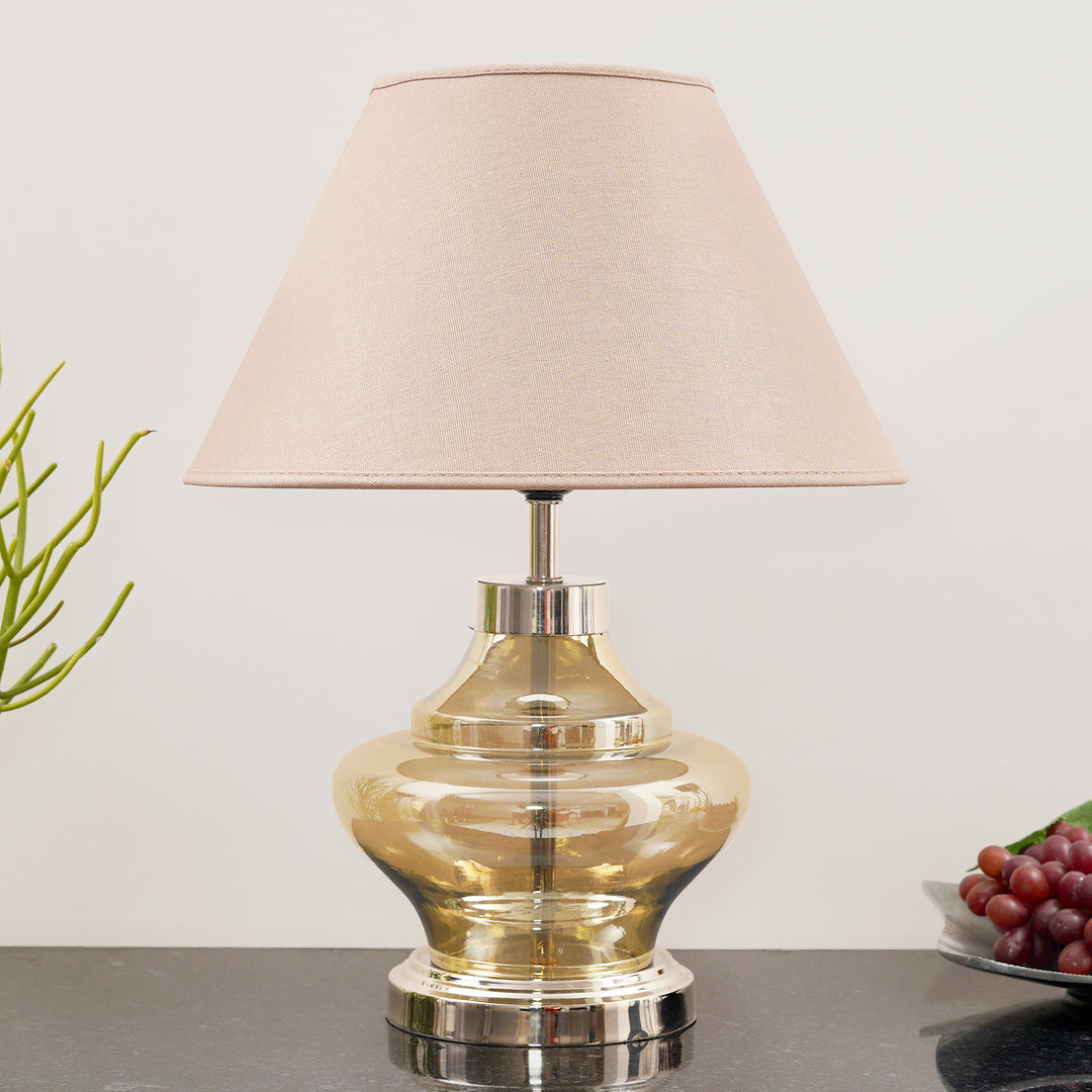 JEMMA Smoke and Nickel Finish Table Lamp With Cotton Shade