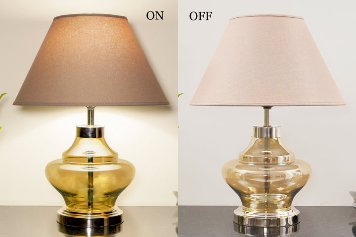 JEMMA Smoke and Nickel Finish Table Lamp With Cotton Shade