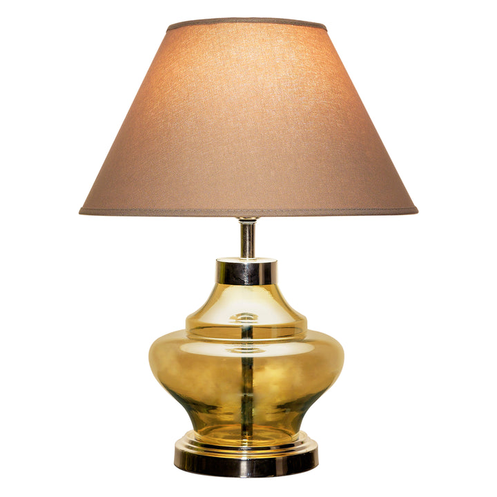 JEMMA Smoke and Nickel Finish Table Lamp With Cotton Shade
