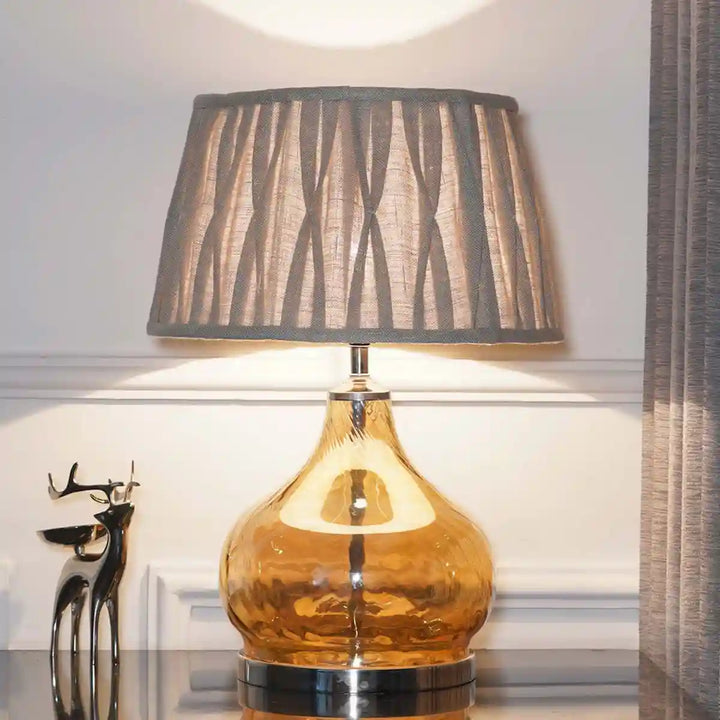 Ingram Glass and Metal Table Lamp With Natural Jute Shade