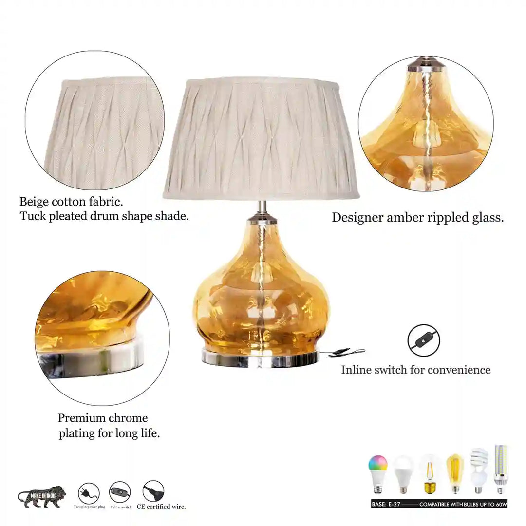 Ingram Glass and Metal Table Lamp With Natural Jute Shade