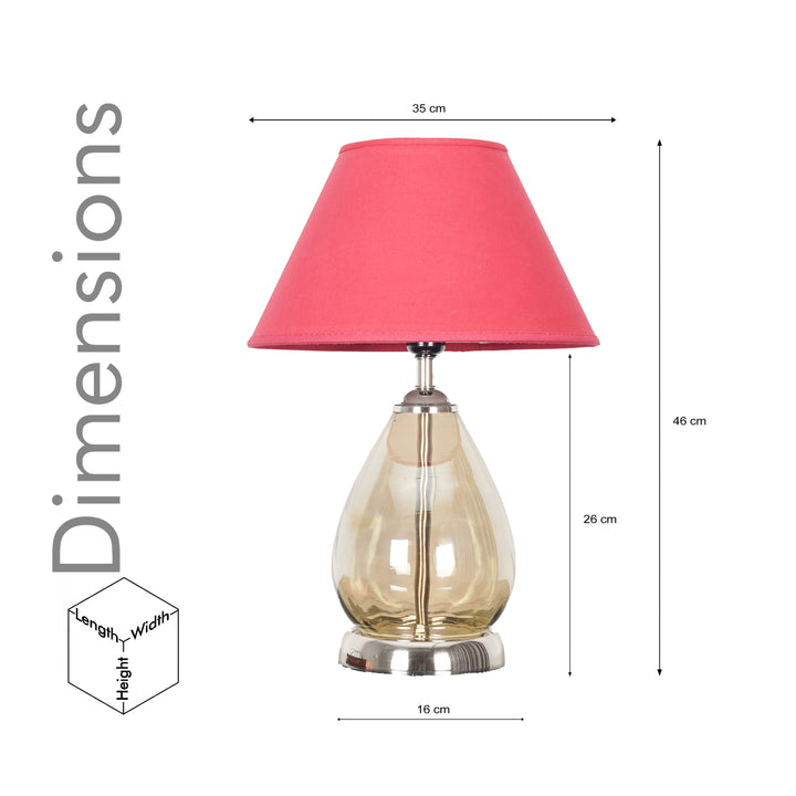 DECADE Smoke Glass and Nickel Finish Metal Table Lamp With Beige Cotton Shade