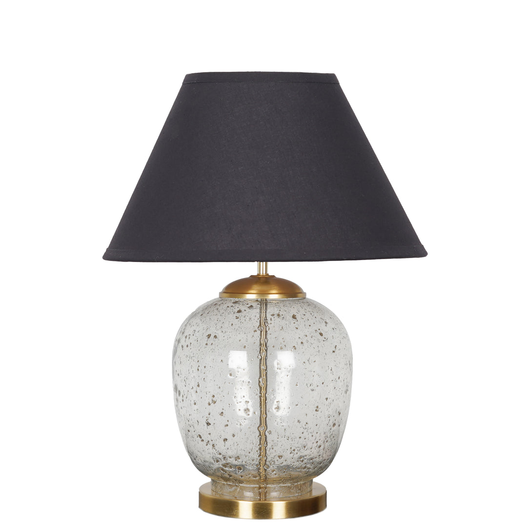 SECRET Water Droplets On Glass and Brass Finish Metal Large Table Lamp With Beige Cotton Shade