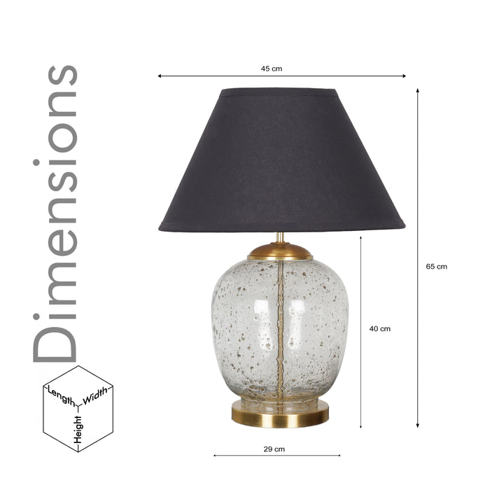 SECRET Water Droplets On Glass and Brass Finish Metal Large Table Lamp With Beige Cotton Shade