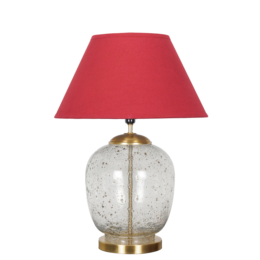 SECRET Water Droplets On Glass and Brass Finish Metal Large Table Lamp With Beige Cotton Shade