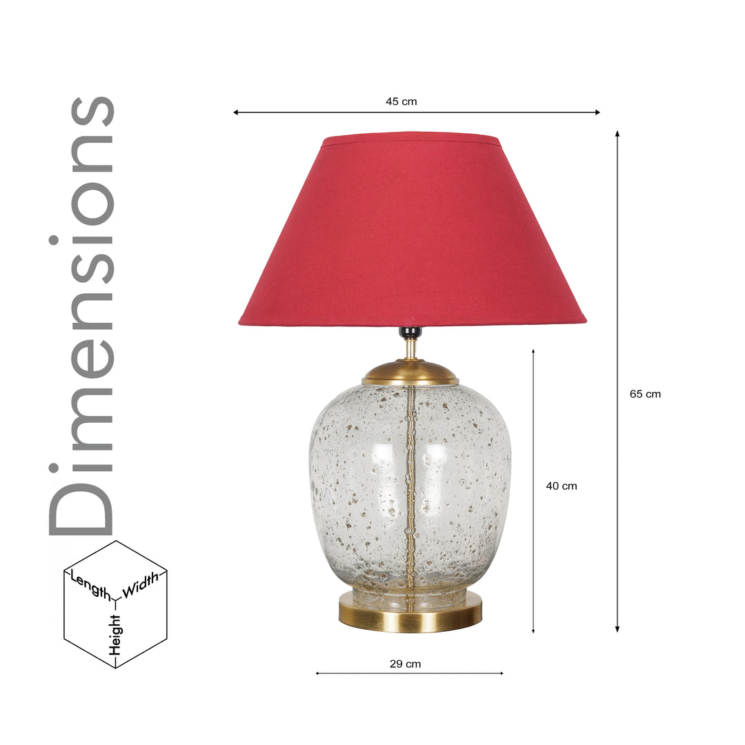SECRET Water Droplets On Glass and Brass Finish Metal Large Table Lamp With Beige Cotton Shade
