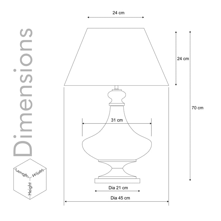DELICEA Smoke Glass and Chrome Finish Metal Table Lamp With Black Cotton Shade