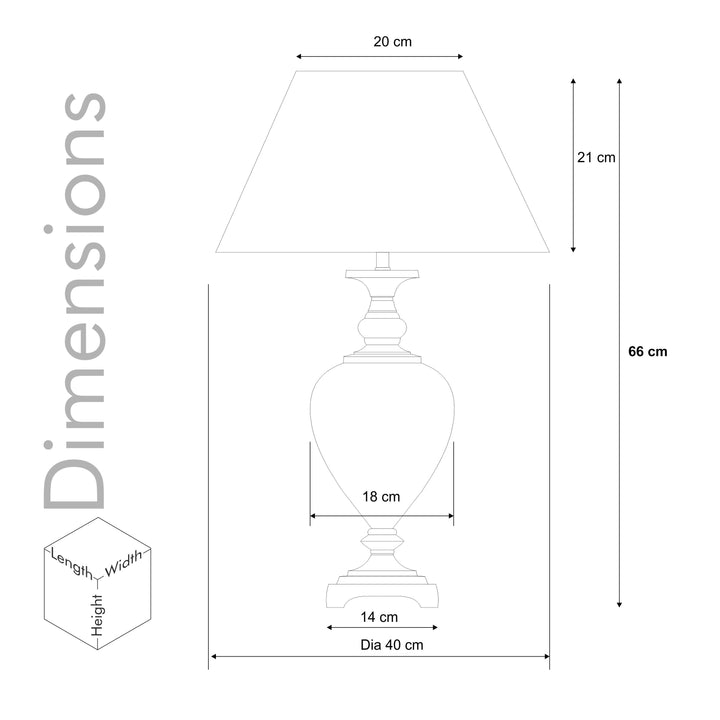 HINTON Smoke Glass and Nickel Finish Metal Table Lamp With Cotton Shade