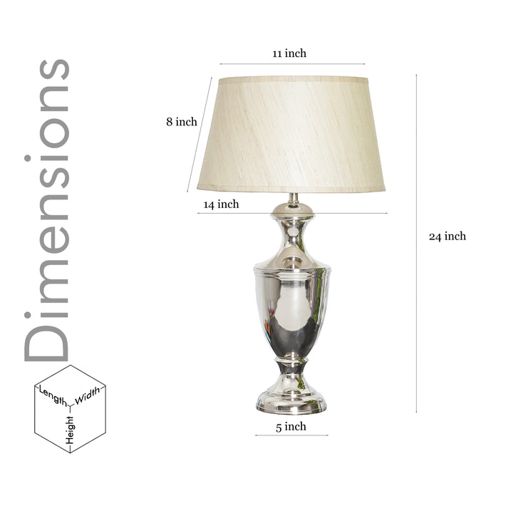 EMLYN Chrome Finish Metal Table Lamp With Cotton Shade