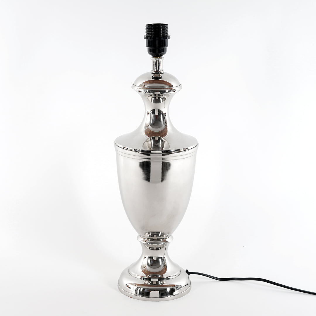 EMLYN Chrome Finish Metal Table Lamp With Cotton Shade