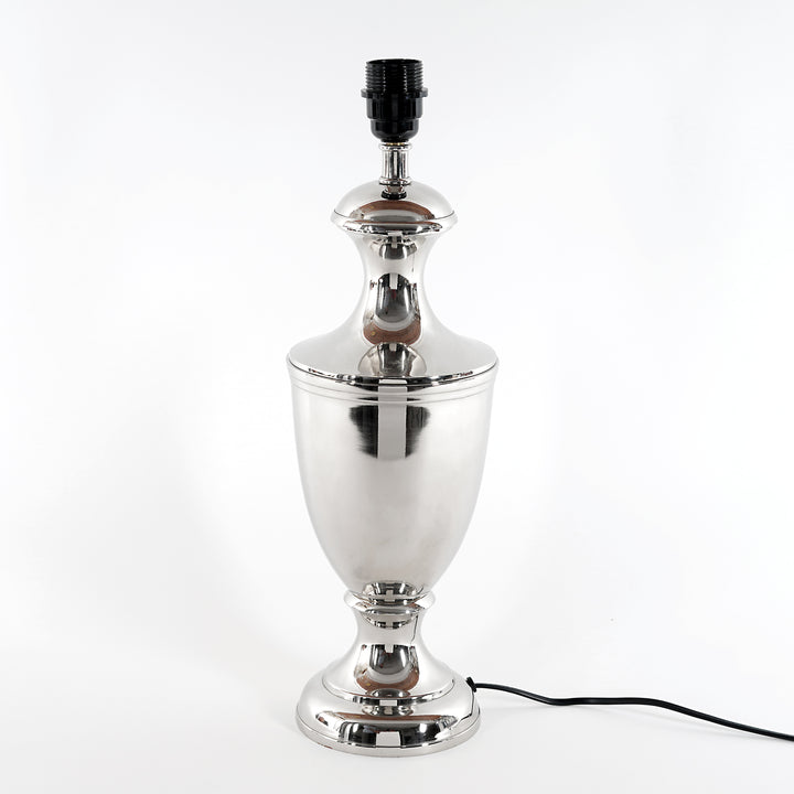 EMLYN Chrome Finish Metal Table Lamp With Cotton Shade