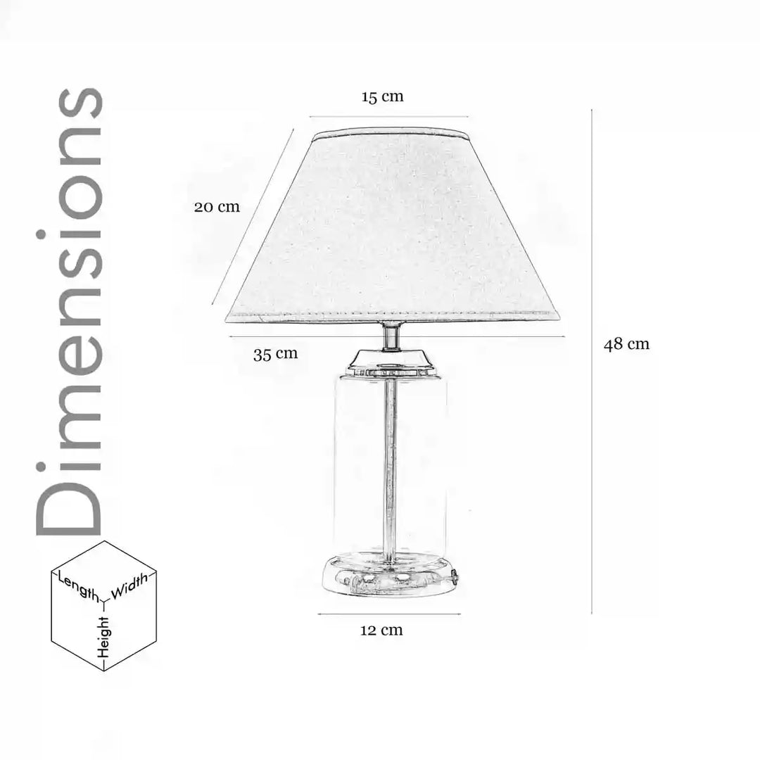 Duffield Clear Glass Table Lamp With Beige Cotton Shade