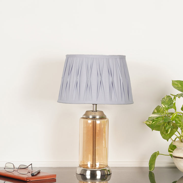 DUFFIELD Amber Glass Table Lamp With  Cotton Shade