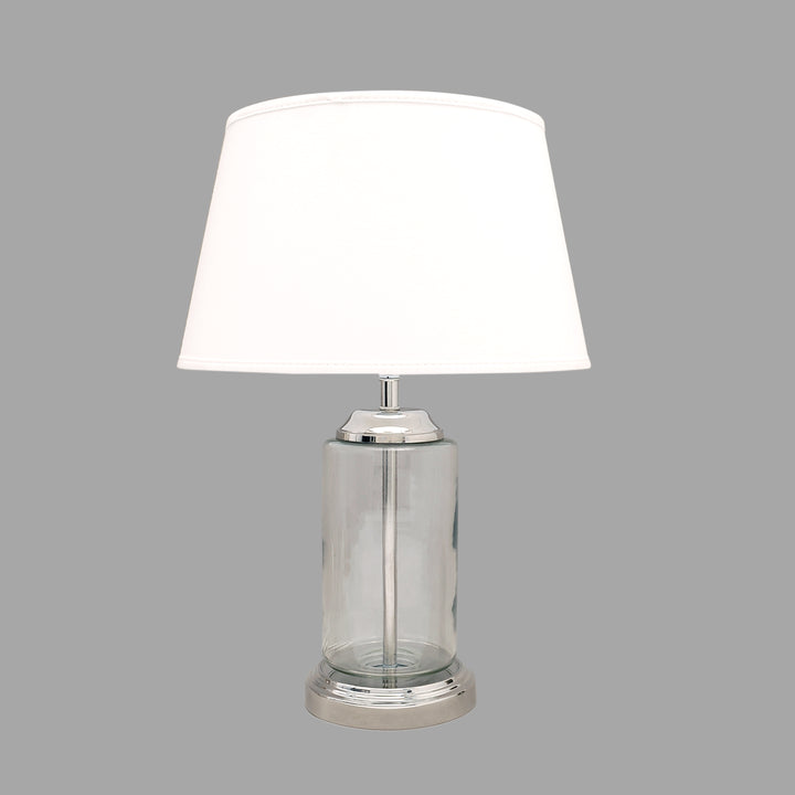 DUFFIELD Clear Glass Table Lamp With Beige Cotton Shade