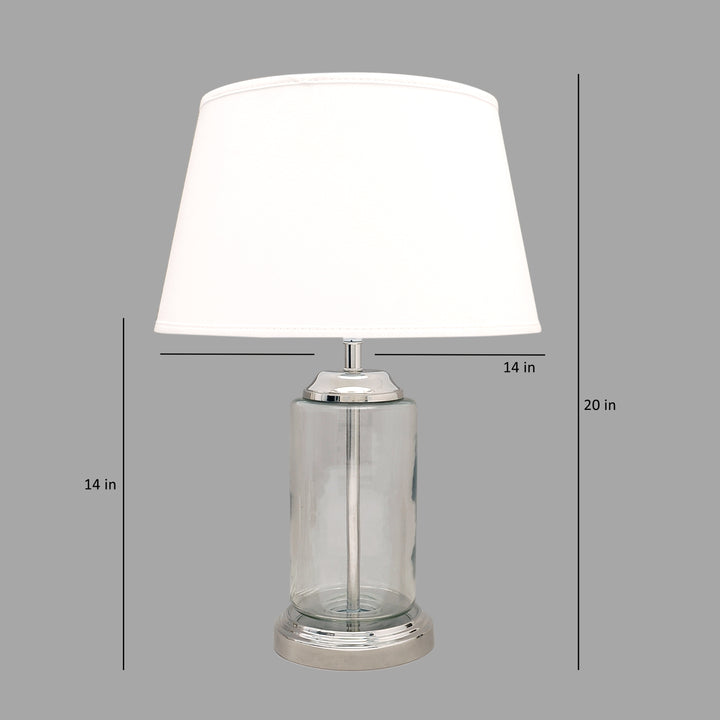 DUFFIELD Clear Glass Table Lamp With Beige Cotton Shade